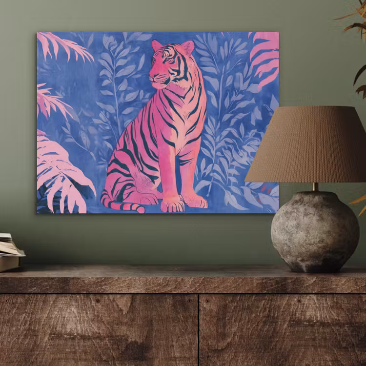 Tijger - Roze - Bladeren - Jungle PET vilt klein -sfeer2