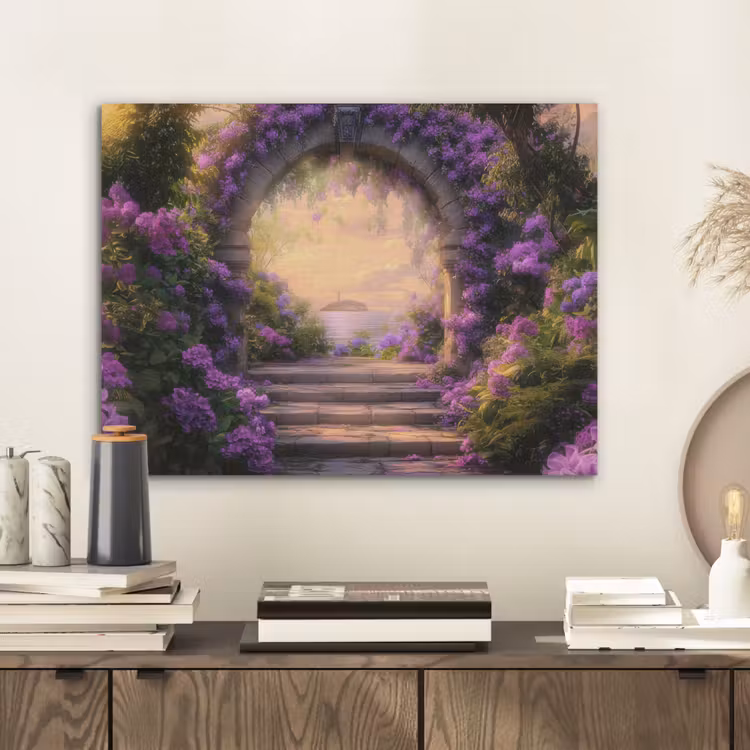 Poort - Paars - Bloemen PET vilt klein -sfeer1
