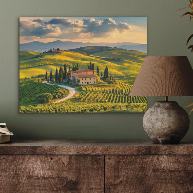 Toscane - Landschap - Wijngaarden PET vilt klein -sfeer2