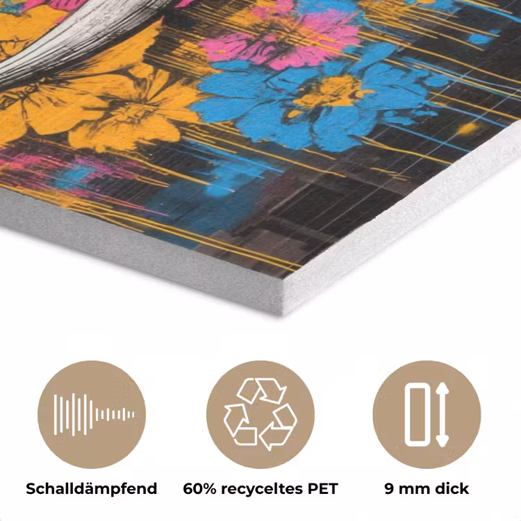 Schedel - Bloemen - Graffiti PET vilt middel -closeup_DE