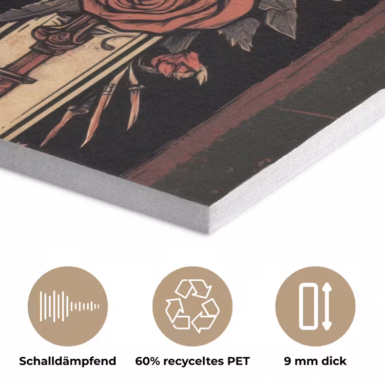 Schedel - Rozen - Gotisch PET vilt middel -closeup_DE