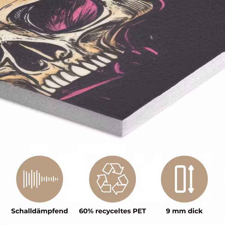 Schedels - Graffiti - Neon PET vilt middel -closeup_DE