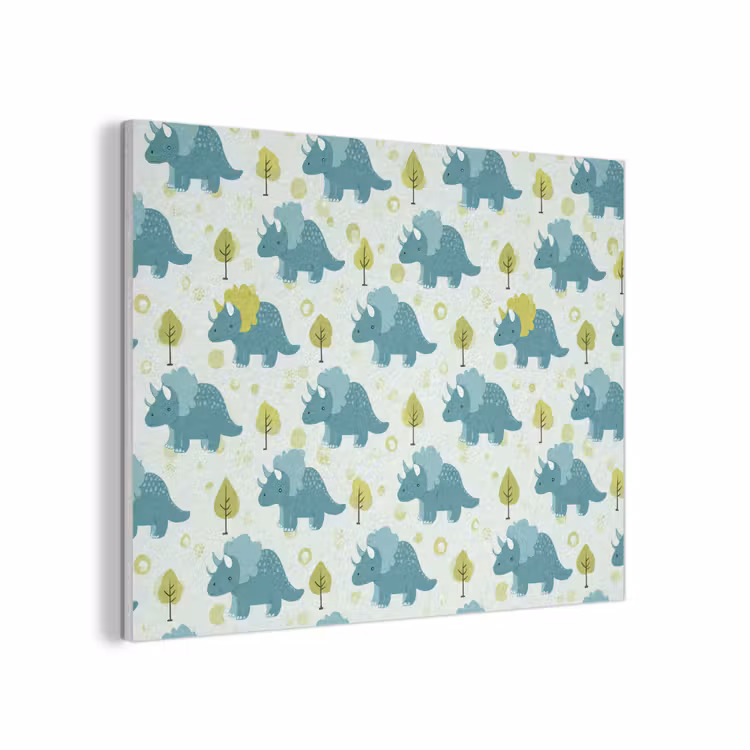 Triceratop - Blauw - Stippen - Boompjes PET vilt klein -3d