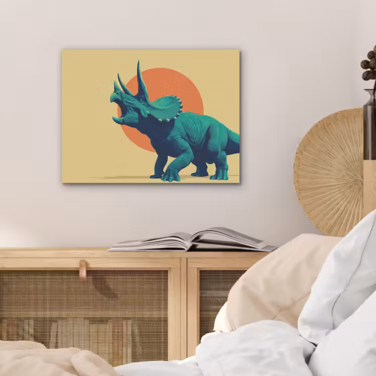 Triceratops - Cirkel - Oranje - Hoorns PET vilt klein -sfeer3