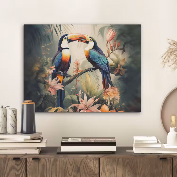 Toekan - Vogels - Bloemen - Natuur - Jungle PET vilt klein -sfeer1