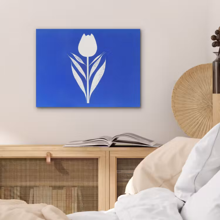 Tulp - Minimalistisch - Bladeren - Wit PET vilt klein -sfeer3