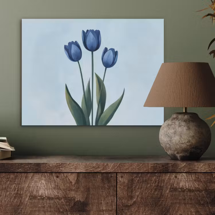 Tulpen - Blauw - Bladeren PET vilt klein -sfeer2