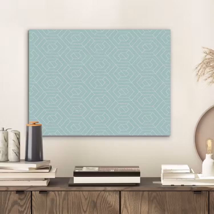 Turquoise - Patroon - Lijnen PET vilt klein 837 -sfeer1