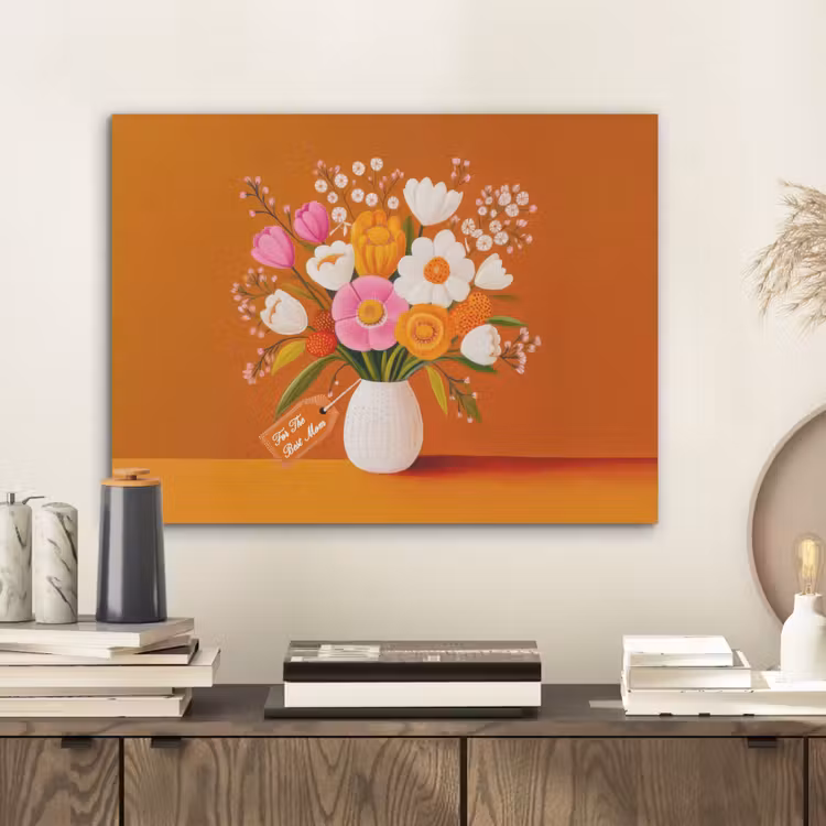 Vaas - Bloemen - Oranje PET vilt klein -sfeer1