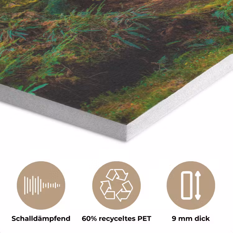 Bos - Pad - Bomen - Groen - Zon - Natuur PET vilt klein -closeup_DE