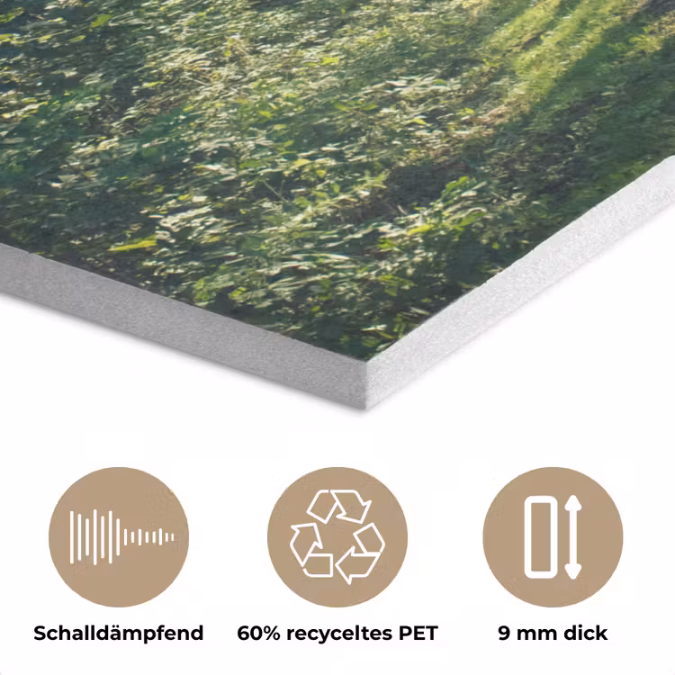 Bos - Pad - Zon - Bomen - Groen - Natuur PET vilt klein -closeup_DE