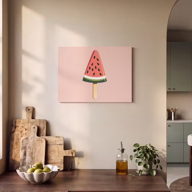Watermeloen - Ijsje - Pitjes - Rood PET vilt klein -sfeer2