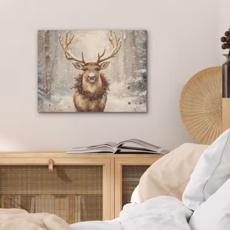 Kerst - Rendier - Winter - Krans PET vilt klein -sfeer3