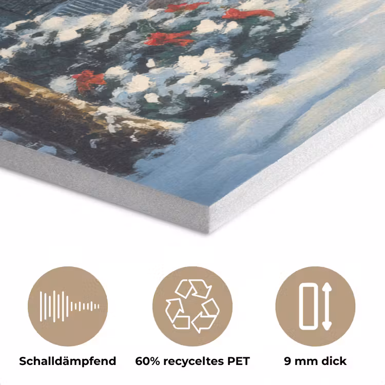 Kerst - Kerstboom - Winter - Huis - Sneeuw PET vilt klein -closeup_DE