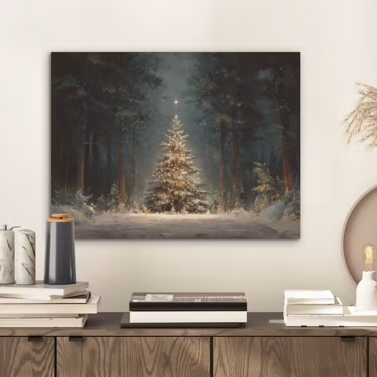 Kerstboom - Bos - Sneeuw - meerkleurig PET vilt klein -sfeer1
