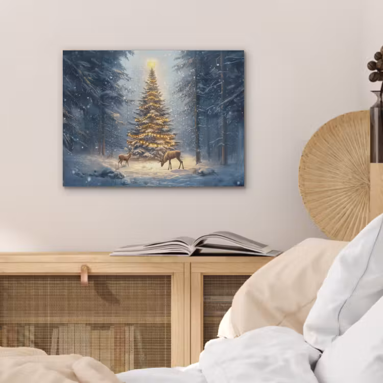 Kerstlicht - Woud - Hert - Donker PET vilt klein -sfeer3