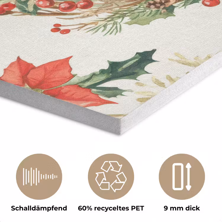 Kerstkrans - Hert - Hulst - Rood PET vilt klein -closeup_DE