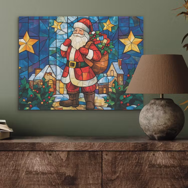 Kerstman - Glas - Kleurrijk PET vilt klein -sfeer2