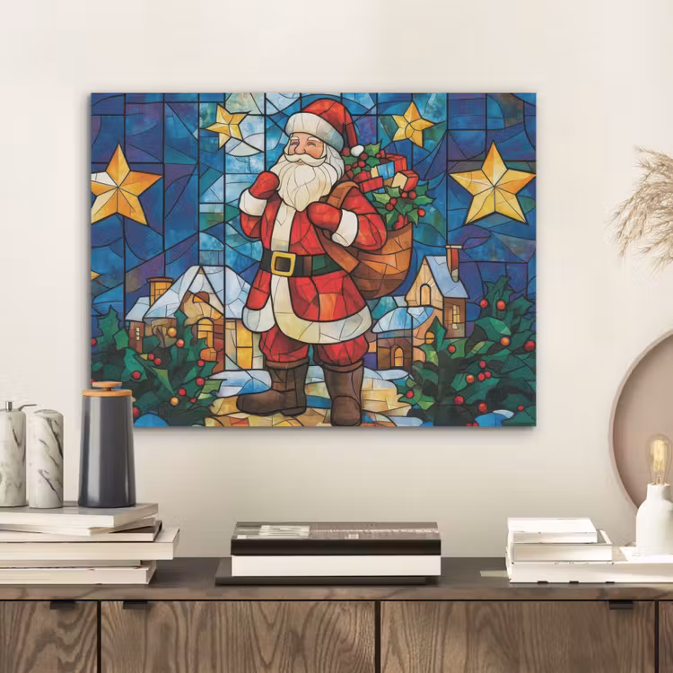 Kerstman - Glas - Kleurrijk PET vilt klein -sfeer1