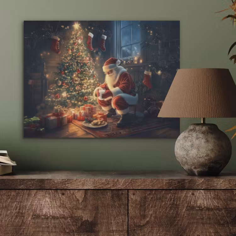 Kerstman - Haard - Donker PET vilt klein -sfeer2