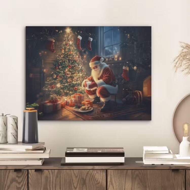 Kerstman - Haard - Donker PET vilt klein -sfeer1