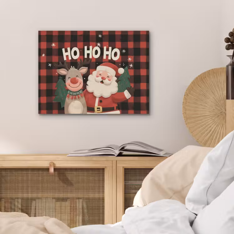 Kerstman - Rendier - Tekst - Rood - Zwart PET vilt klein -sfeer3