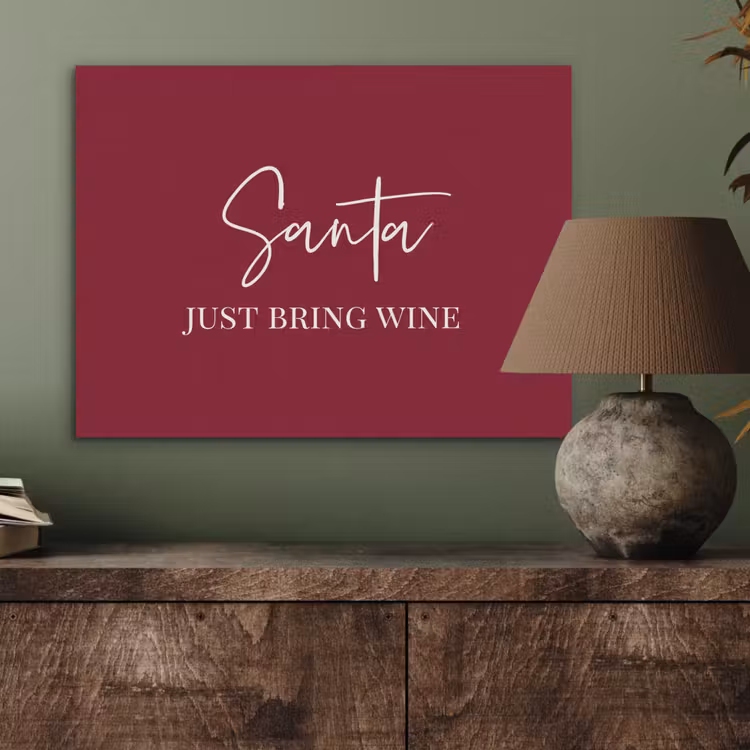 Santa - Wine - Rood - Kerst - Kerstman PET vilt klein -sfeer2