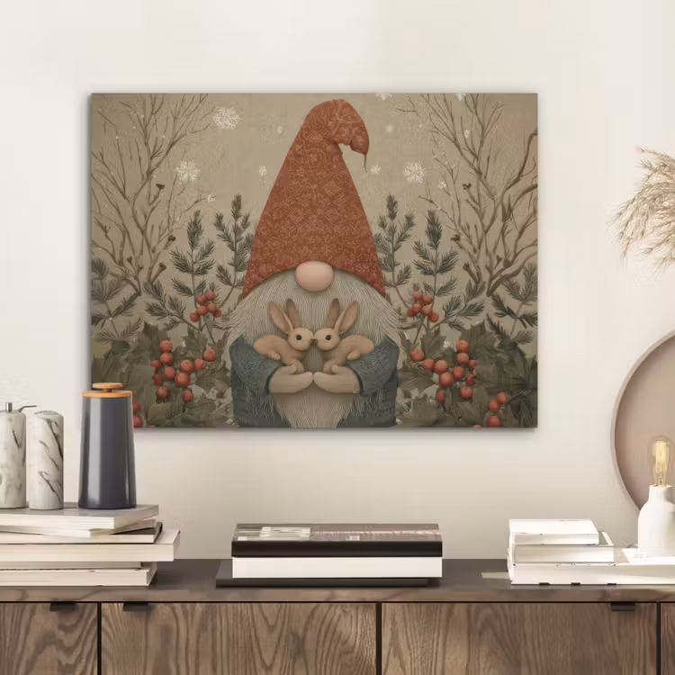 Kerstgnome - Konijntjes - Kleurrijk PET vilt klein -sfeer1