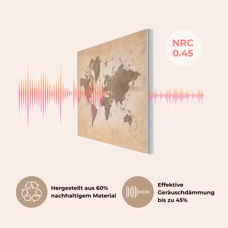 Wereldkaart - Beige - Bruin PET vilt klein -USP_DE