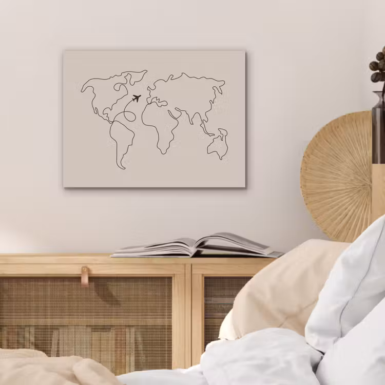 Wereldkaart - Simpel - Vliegtuig PET vilt klein -sfeer3