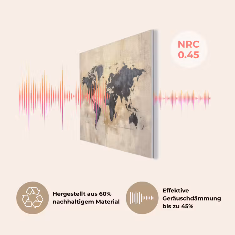 Wereldkaart - Goud - Zwart - Abstract PET vilt klein -USP_DE