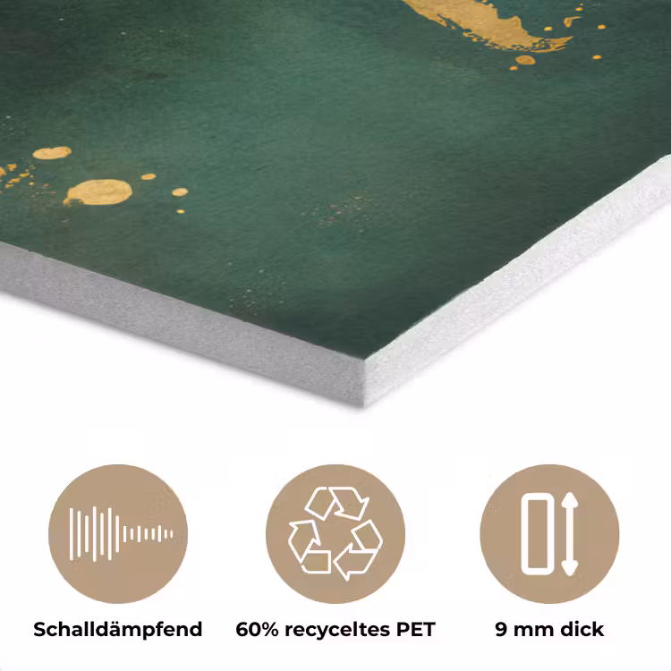 Wereldkaart - Groen - Goud PET vilt klein -closeup_DE