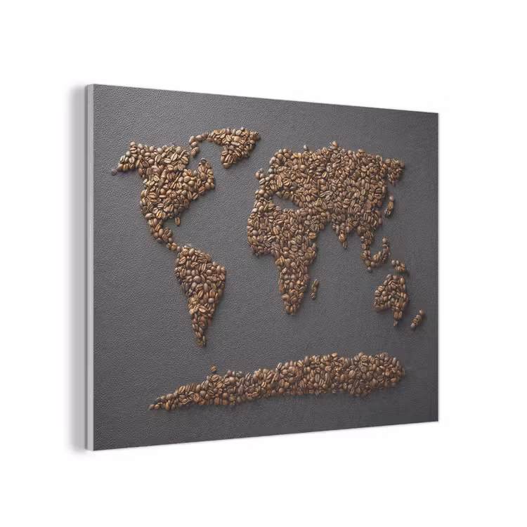 Wereldkaart - Koffie - Grijs PET vilt klein -3d