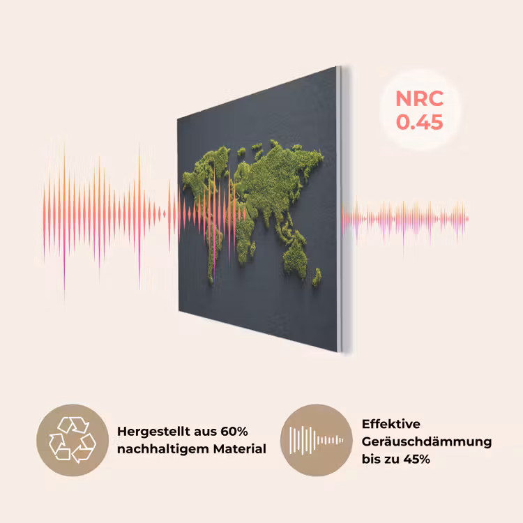 Wereldkaart - Mos -Levendig effect PET vilt klein -USP_DE
