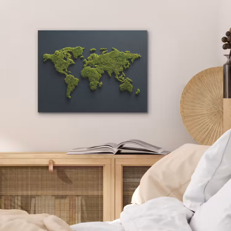 Wereldkaart - Mos -Levendig effect PET vilt klein -sfeer3