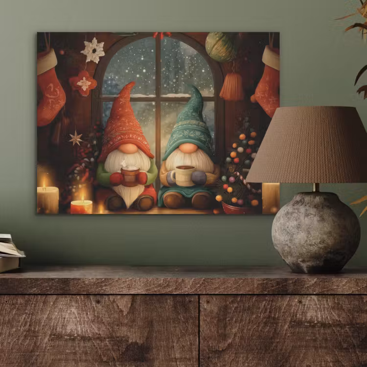 Gnooms - Kerst - Raam - Kleurrijk PET vilt klein -sfeer2