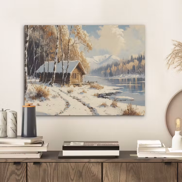 Winter - Sneeuw - Huis - Natuur PET vilt klein -sfeer1