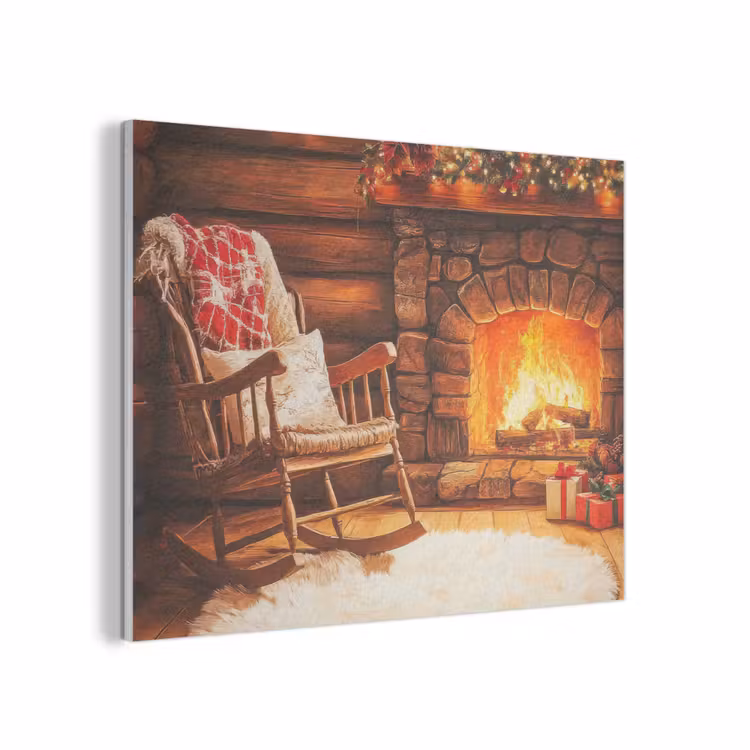Winter - Kerst - Huis - Openhaard PET vilt klein -3d