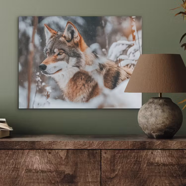 Wolf - Sneeuw - Winter - Dieren - Natuur - Sneeuw PET vilt klein -sfeer2