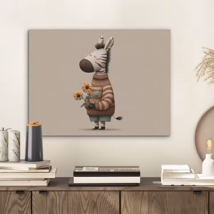 Zebra - Zonnebloemen - Warm PET vilt klein -sfeer1