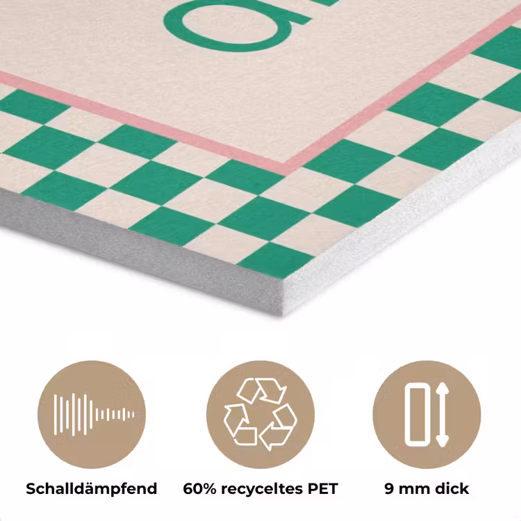 Quote - Groen - Geblokt - Keuken PET vilt klein -closeup_DE