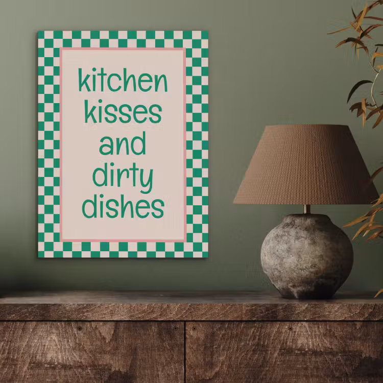 Quote - Groen - Geblokt - Keuken PET vilt klein -sfeer2