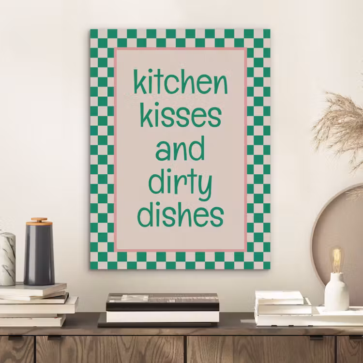 Quote - Groen - Geblokt - Keuken PET vilt klein -sfeer1