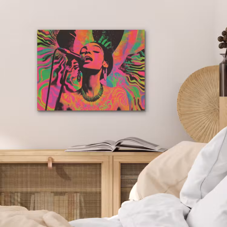 Vrouw - Microfoon - Neon PET vilt klein -sfeer3
