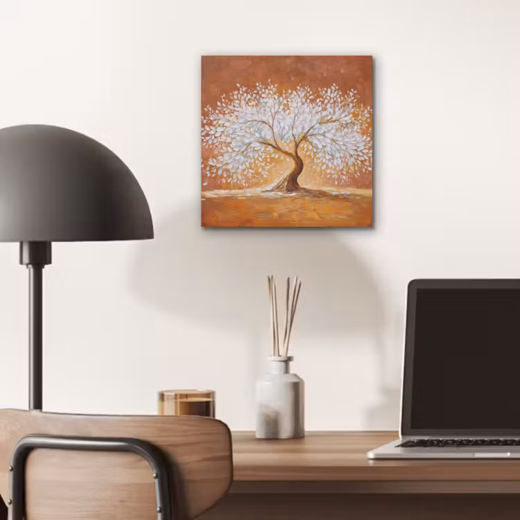 Abstract - Boom - Wit - Bladeren aluminium wit klein -sfeer5