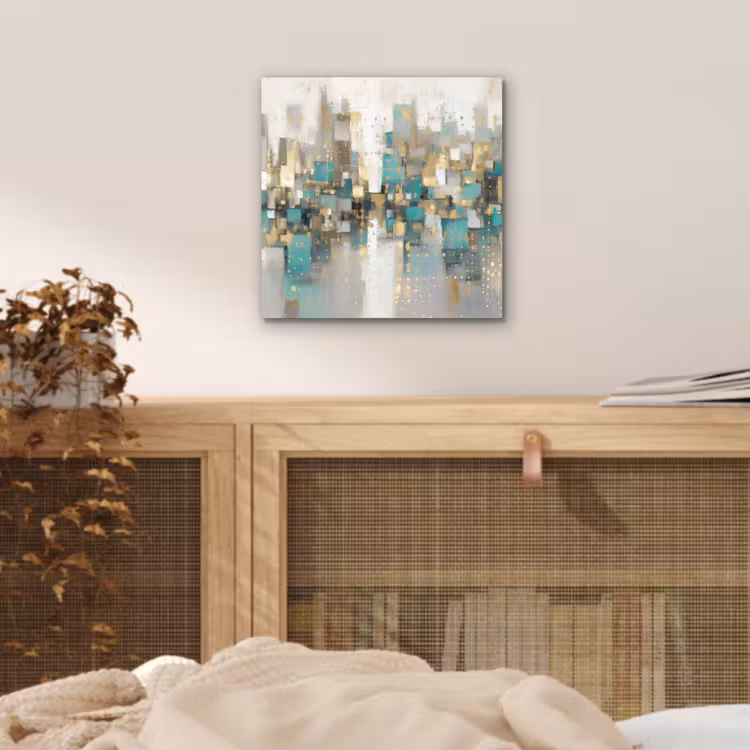 Abstract - Blokken - Goud - Skyline aluminium wit klein -sfeer3