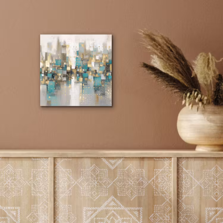 Abstract - Blokken - Goud - Skyline aluminium wit klein -sfeer4