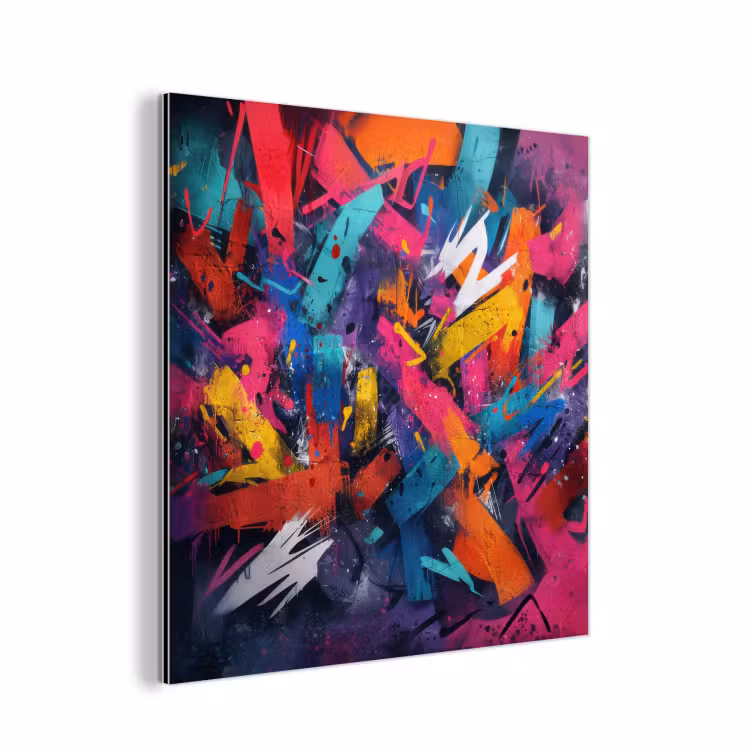 Abstract - Explosie - Neonkleuren aluminium wit klein -3d