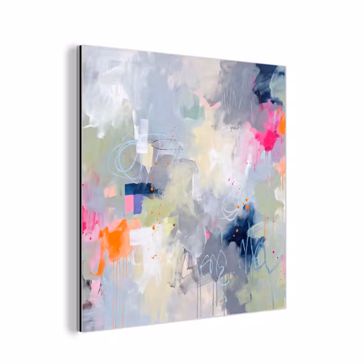 Abstract - Kleurrijk - Modern - Kunst aluminium wit klein -3d