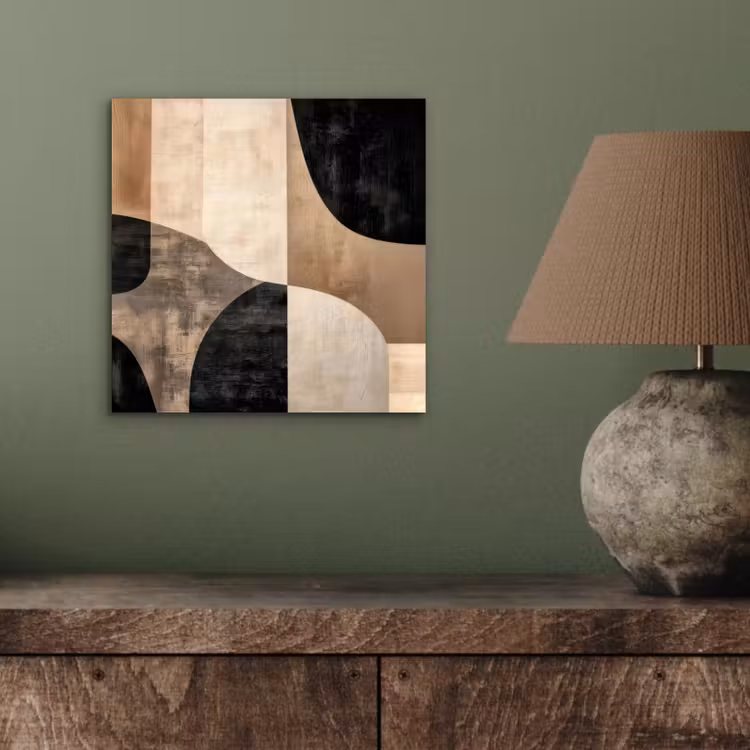 Abstract - Vlakken - Zwart - Rond aluminium wit klein -sfeer2